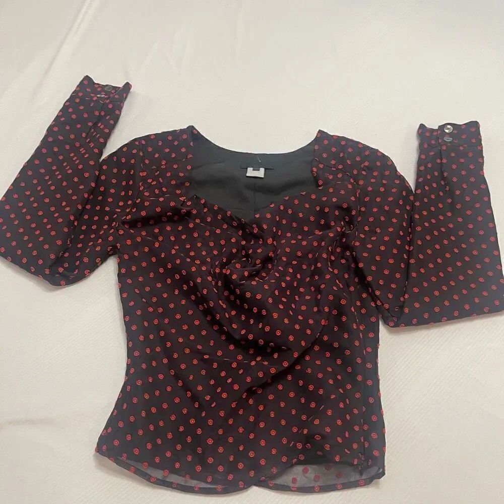 Revolve Hours Black Red Top Blouse Size Small